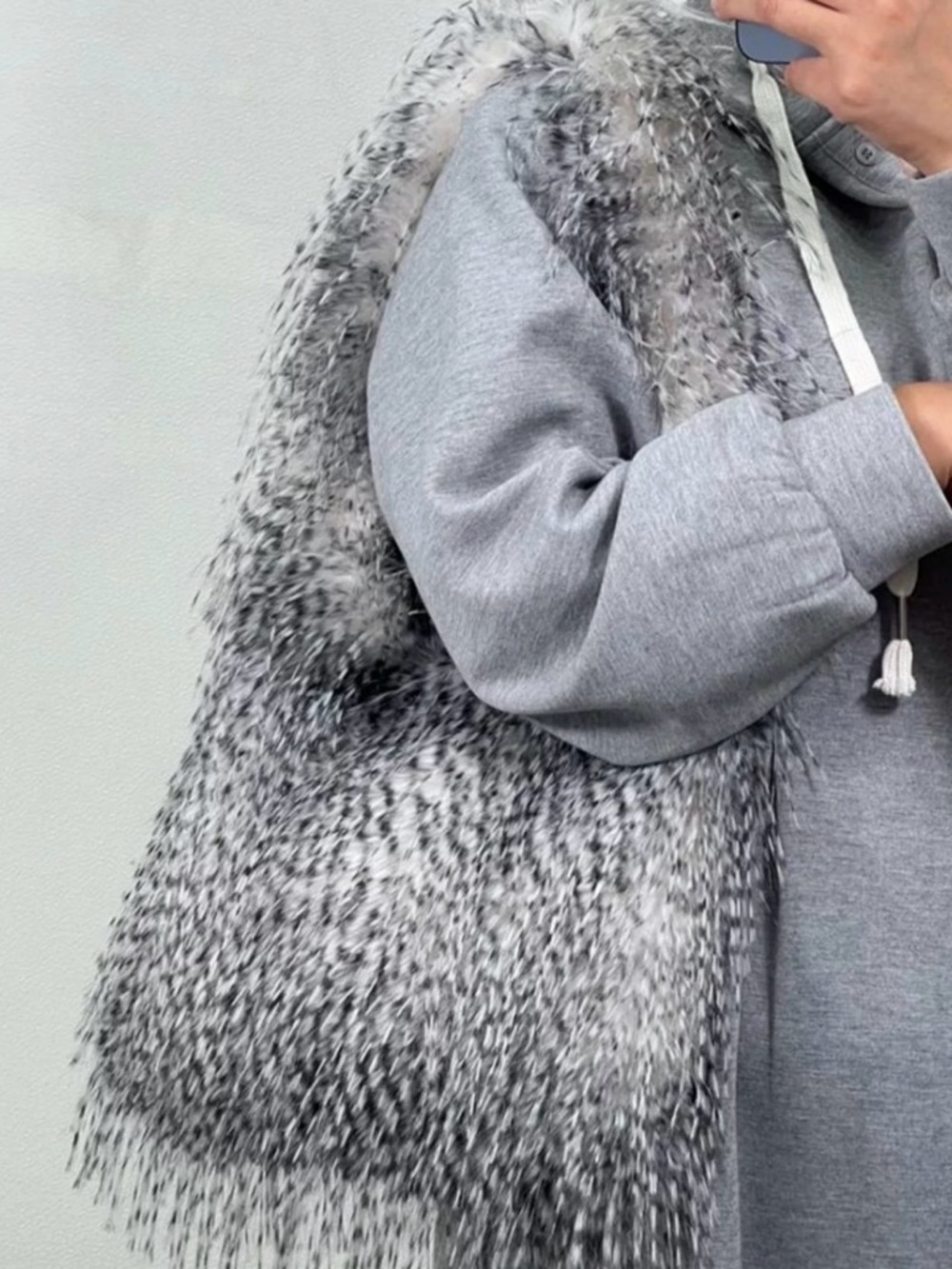 Eco-Fur Shoulder Bag – A Luxe Statement in Silver Fox
